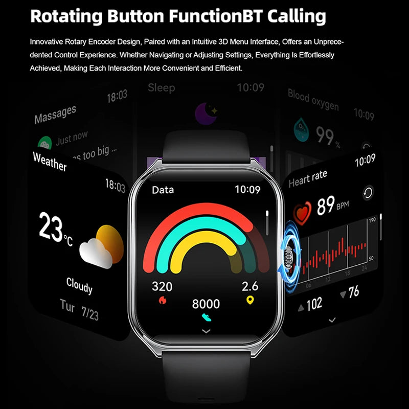 New Ultra Thin Smart Watch men 1.96" AMOLED HD Pixel Display Always Show Time BT Call Reminder Smartwatch Ladies For Android iOS