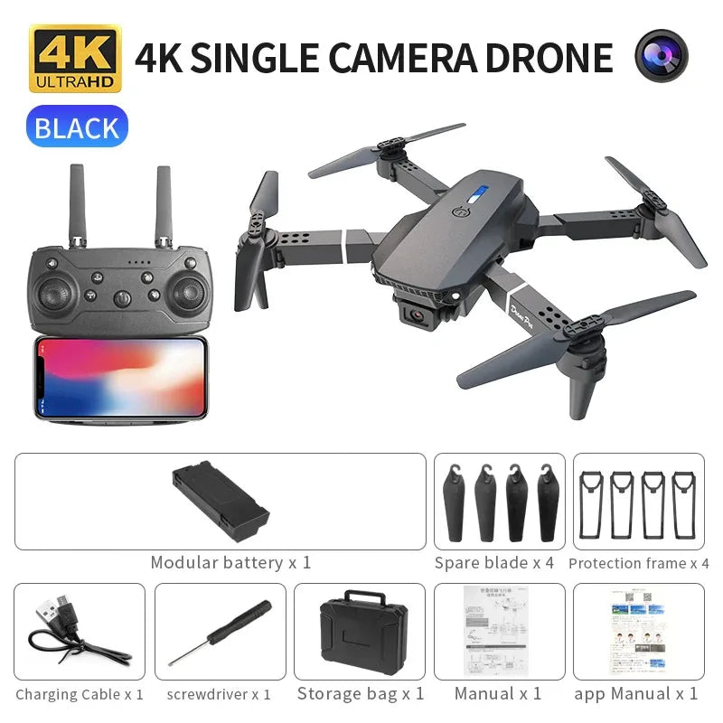 Foldable Drone 4K Single/Dual Camera WiFi FPV RC Quadcopter