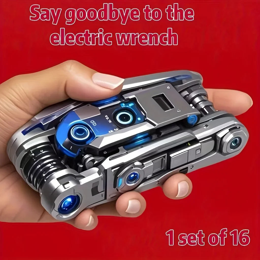 16-in-1 Heavy Duty Socket Wrench Set with Non-Slip Rotating Head – Universal Hand Tool Kit for Home Improvement, Car Repair & Mechanical Work