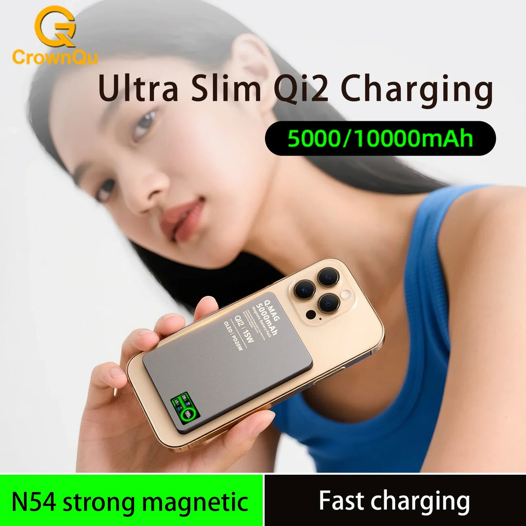 2.1 Magnetic Powerbank Wireless Fast Charing Spare Portable External Battery for iPhone 12-17 Pro Watch Airpods 5000/10000mAh