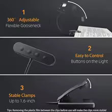 Smart Rechargeable Clip-On LED Reading Light – Portable Eye-Protection Book Lamp with Adjustable Brightness for Comfortable Night Reading