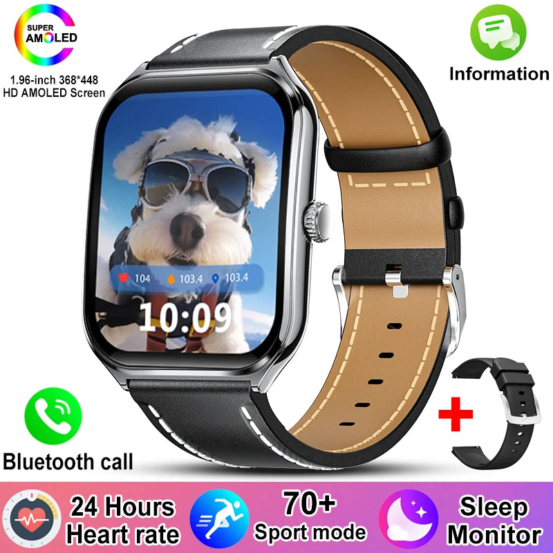 New Ultra Thin Smart Watch men 1.96" AMOLED HD Pixel Display Always Show Time BT Call Reminder Smartwatch Ladies For Android iOS
