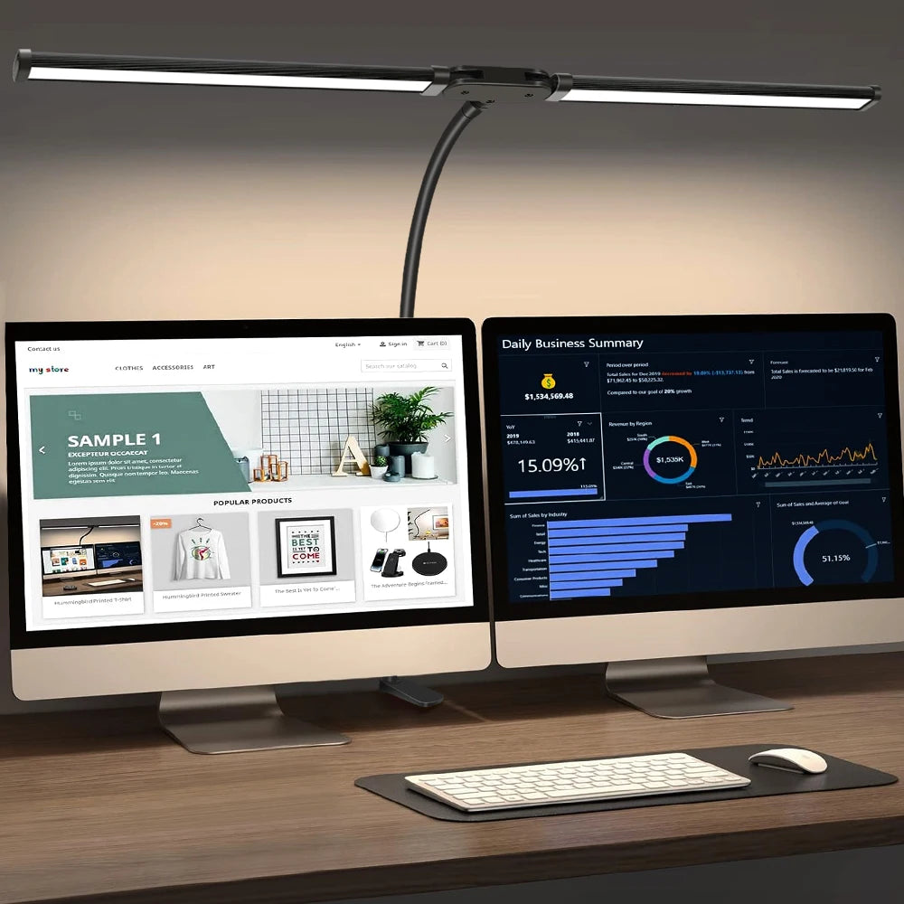 Smart Double-Head LED Desk Lamp – Adjustable Eye-Protection Lighting System for Comfortable Study, Work & Long Reading Sessions