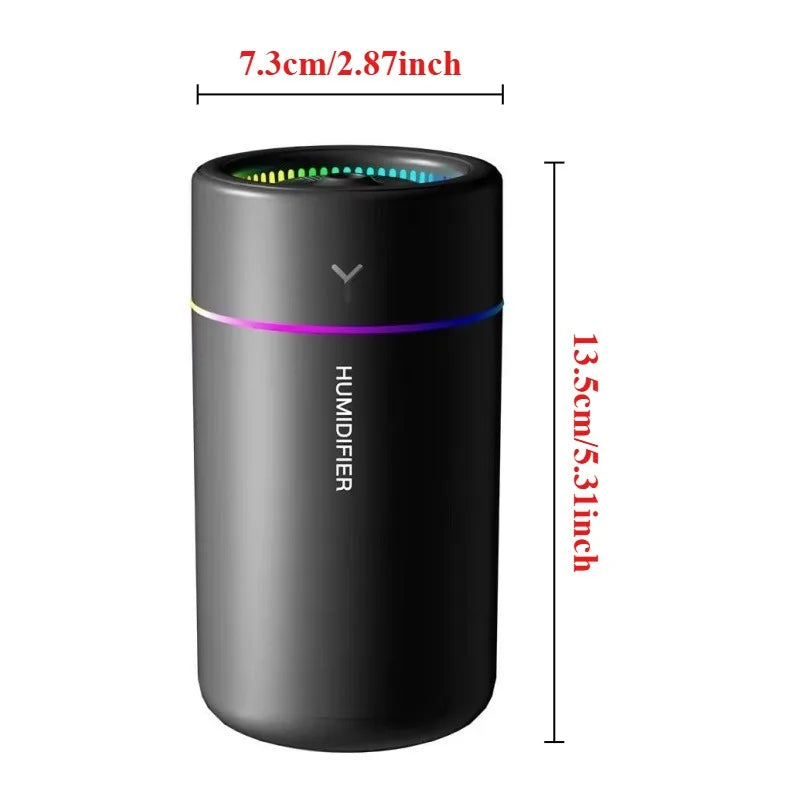 Car Air Humidifier 280ML – Large Capacity USB Aroma Diffuser with LED Light for Car use.