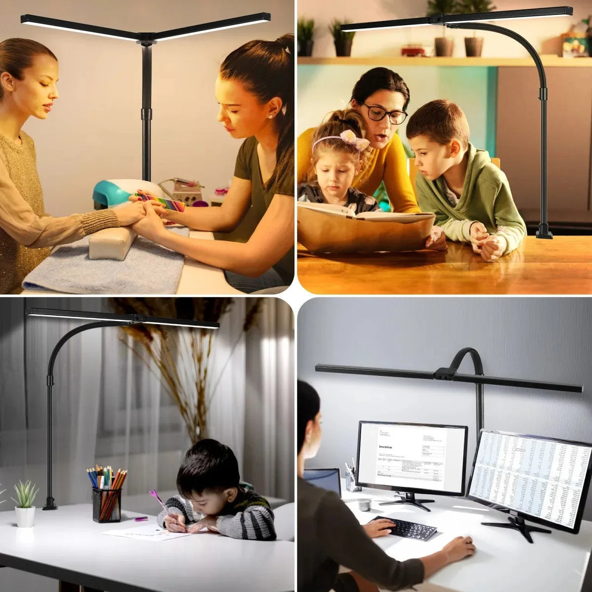 Smart Double-Head LED Desk Lamp – Adjustable Eye-Protection Lighting System for Comfortable Study, Work & Long Reading Sessions