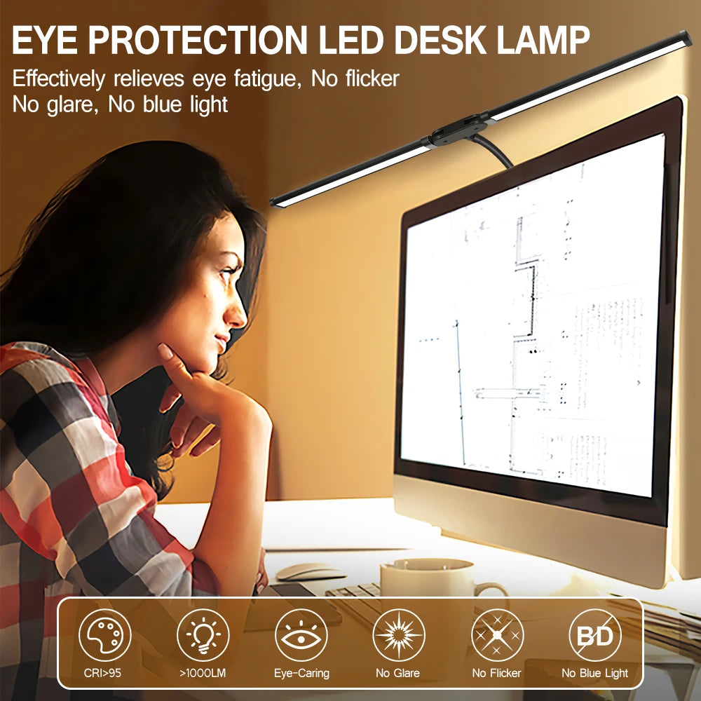 Smart Double-Head LED Desk Lamp – Adjustable Eye-Protection Lighting System for Comfortable Study, Work & Long Reading Sessions