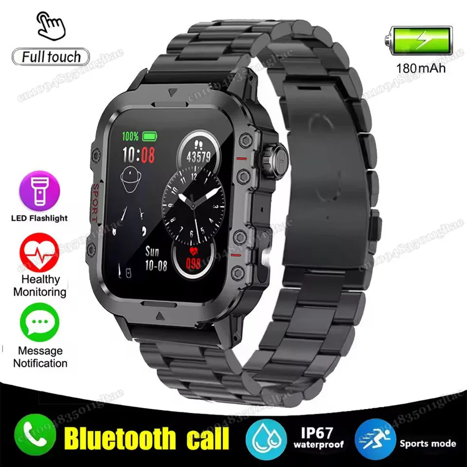 Men’s Military-Style Smart Watch | Bluetooth Call | Fitness & Activity Tracker | 1.44” Touch Screen | 3ATM Life Waterproof | Android & iOS