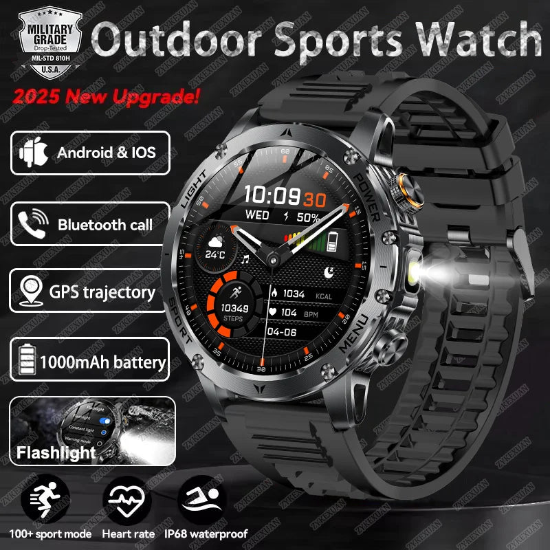 2025 1000mAh Super Capacity Battery Adult Men Smart Watch 1.7-inch Large Screen Bluetooth Call IP68 Waterproof SmartWatch Sports