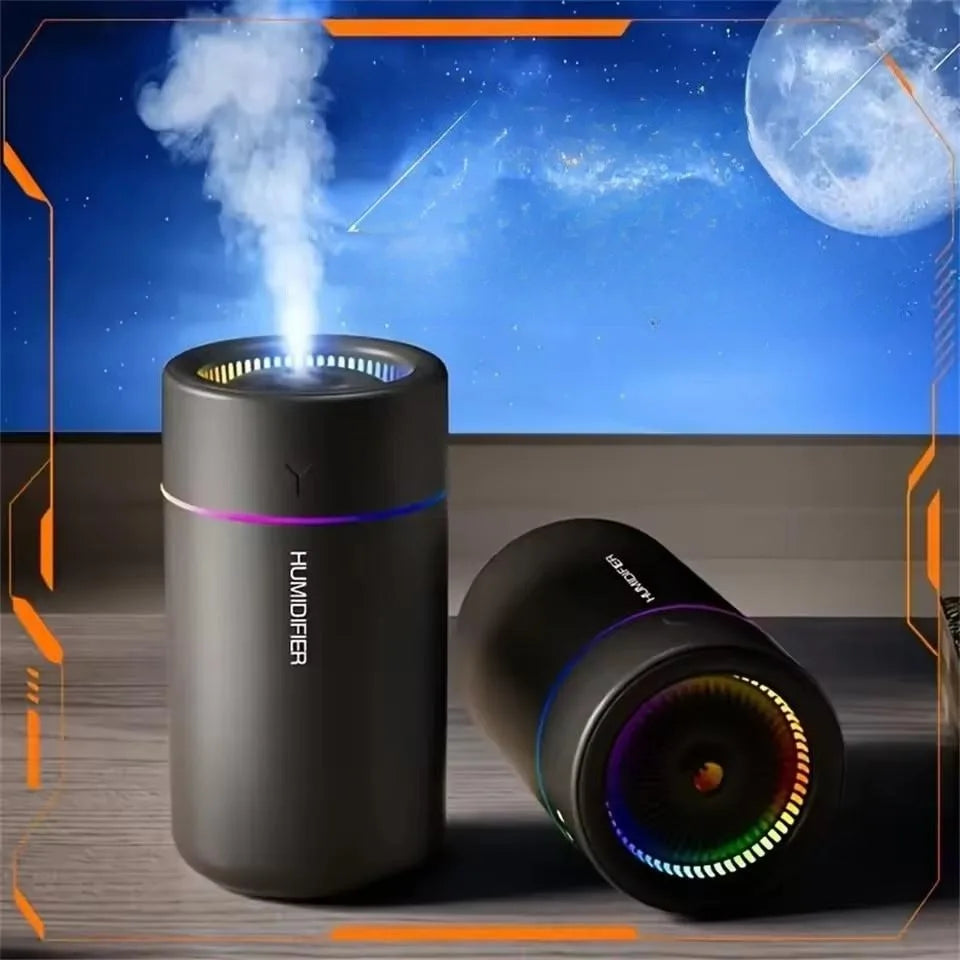 Car Air Humidifier 280ML – Large Capacity USB Aroma Diffuser with LED Light for Car use.