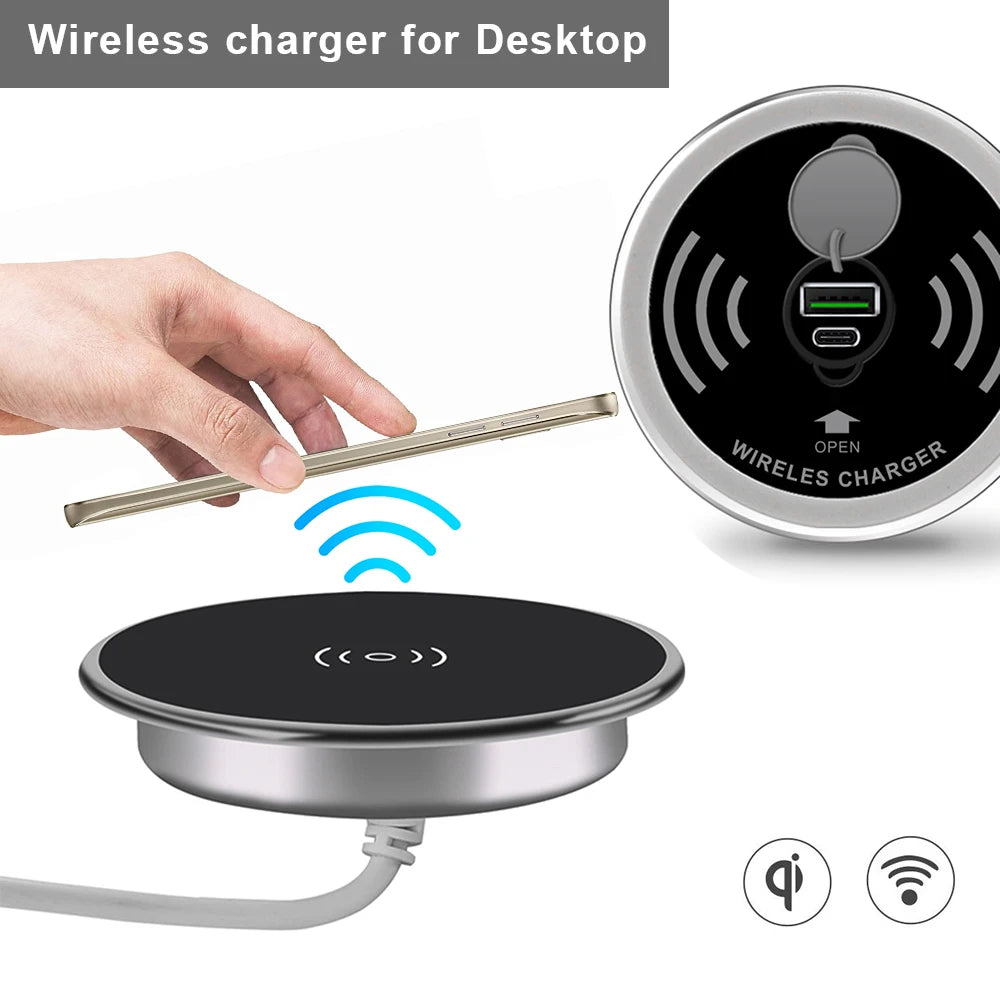 ClearDesk Fast Wireless Charging Pad – Qi-Compatible Smartphone Charger with Slim Minimal Design for Desk & Nightstand Use.