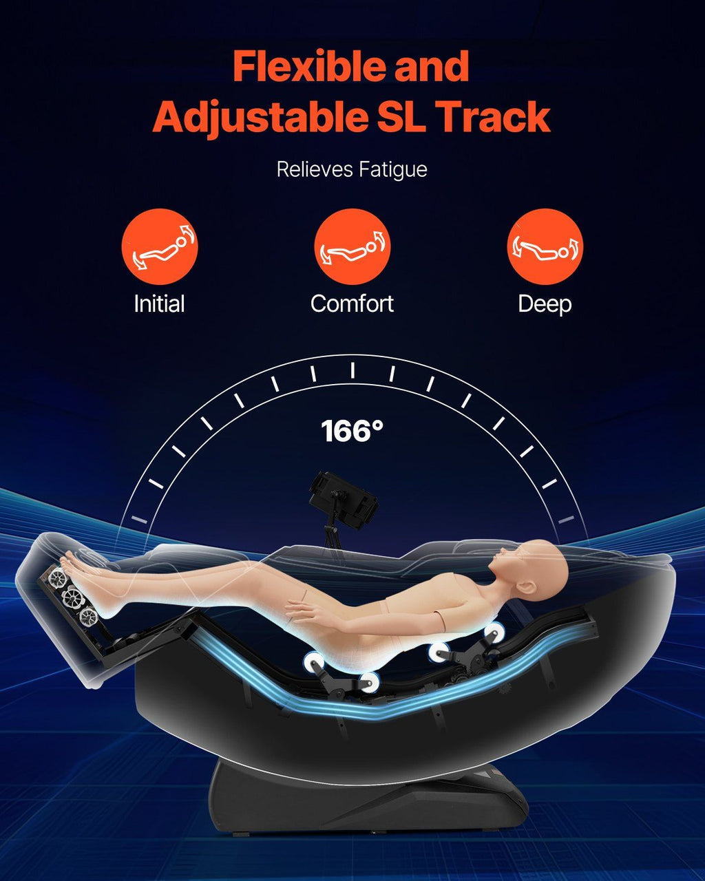 VEVOR Dual-Core 4D+3D Full Body Massage Chair, with Extended SL Track, Deep Yoga Stretch, Electric Extendable Footrest, TFT, AI Voice Control, Heat, Airbags, Armrest Controls, Wheels