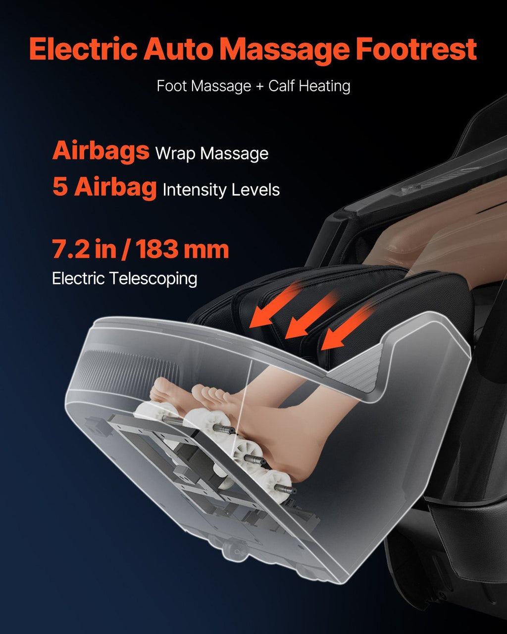 VEVOR Dual-Core 4D+3D Full Body Massage Chair, with Extended SL Track, Deep Yoga Stretch, Electric Extendable Footrest, TFT, AI Voice Control, Heat, Airbags, Armrest Controls, Wheels