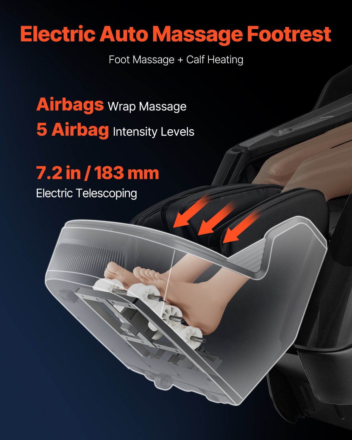 VEVOR Dual-Core 4D+3D Full Body Massage Chair, with Extended SL Track, Deep Yoga Stretch, Electric Extendable Footrest, TFT, AI Voice Control, Heat, Airbags, Armrest Controls, Wheels