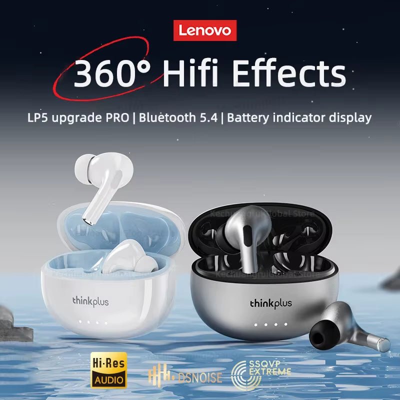 Lenovo LP5 PRO Bluetooth 5.4 Wireless Earbuds TWS HiFi Gaming Headset Mic - PREMA TIME