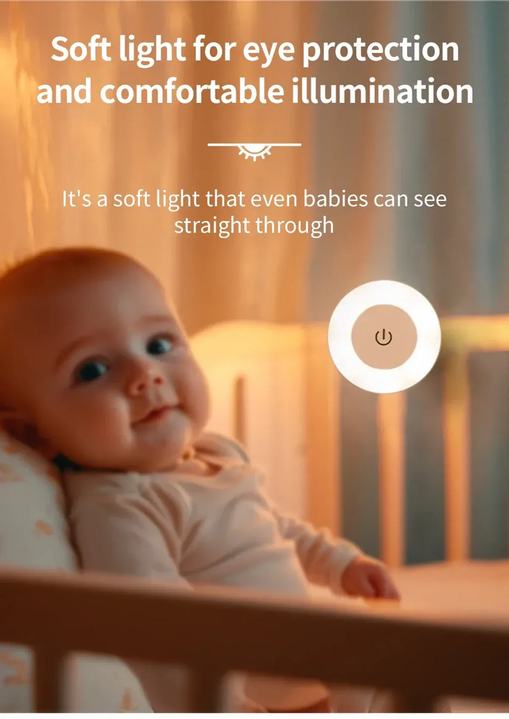 Touch-Dimmable Rechargeable LED Puck Night Light - Magnetic Mount, USB Charging