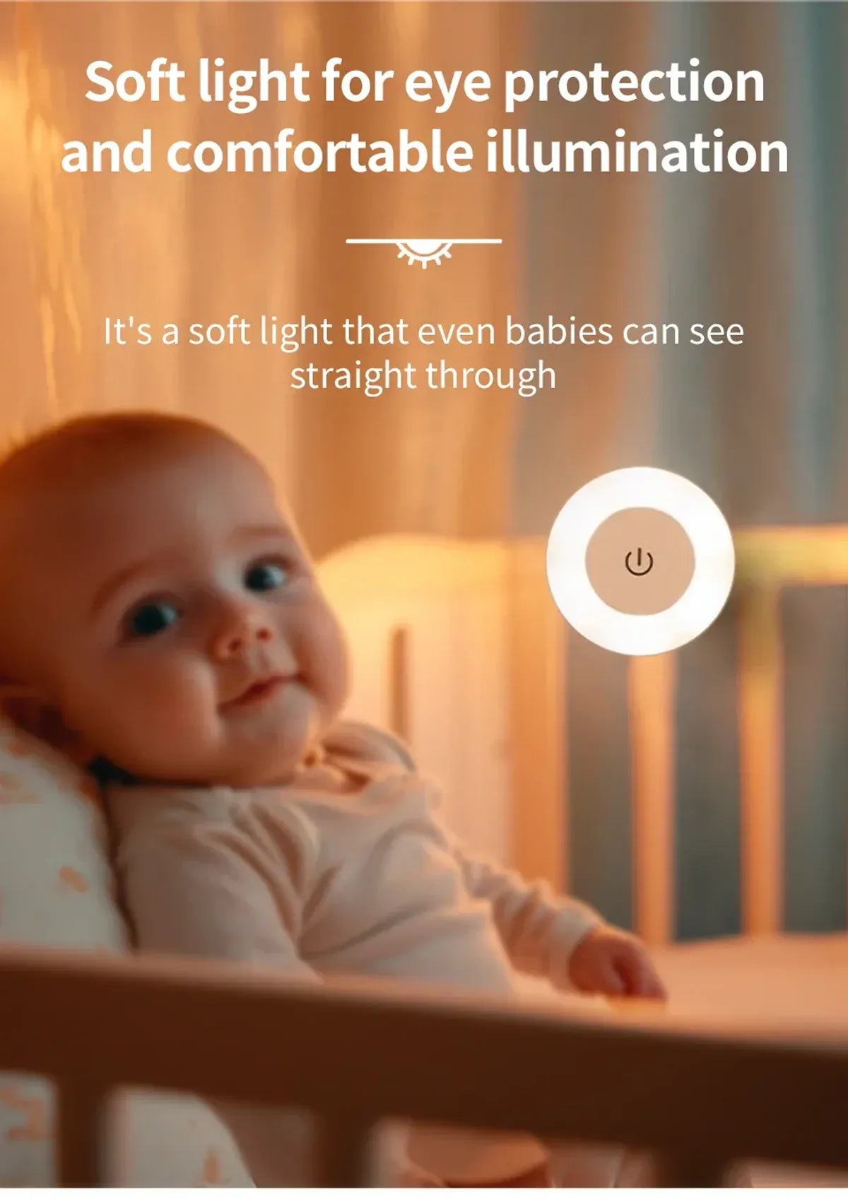 Touch-Dimmable Rechargeable LED Puck Night Light - Magnetic Mount, USB Charging