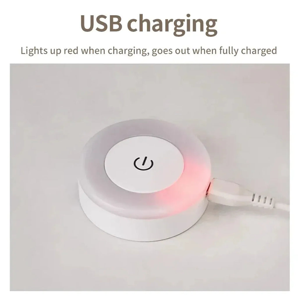 Touch-Dimmable Rechargeable LED Puck Night Light - Magnetic Mount, USB Charging