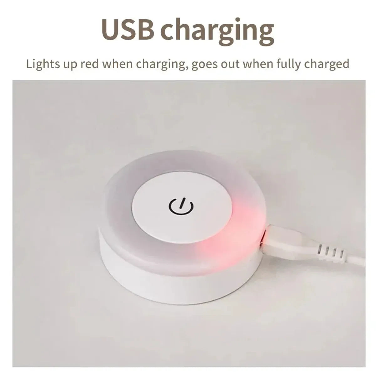 Touch-Dimmable Rechargeable LED Puck Night Light - Magnetic Mount, USB Charging